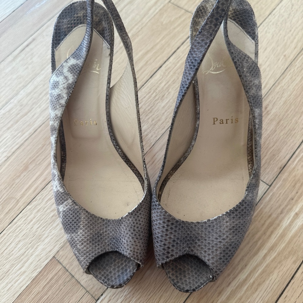 Christian Louboutin Python Embossed Slingback Hee… - image 4